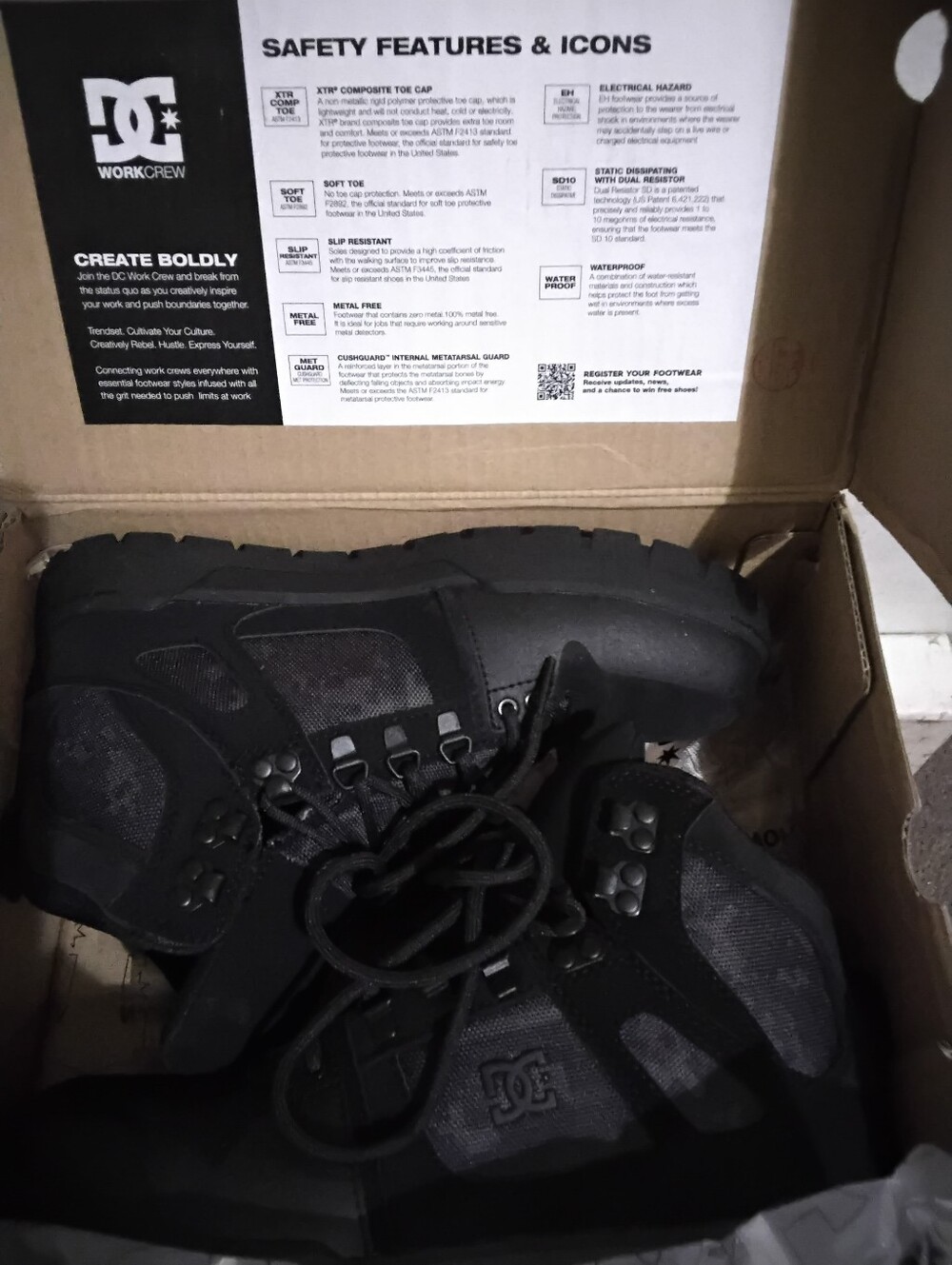 DC Men's Black Lace-Up Tactical Work Boots/Sneakers - Picture 2 of 14